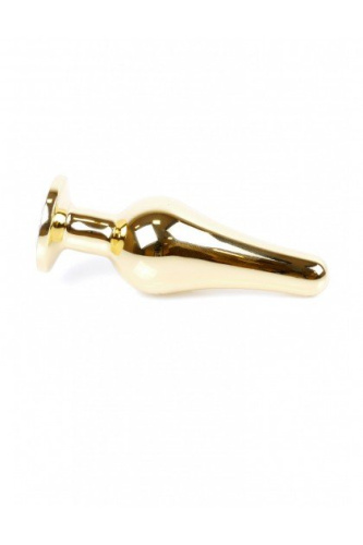 Boss Jewellery Gold Butt Plug Purple - Анальна пробка з кристалом, 9,5х3 см (фиолетовый)