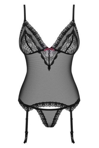 Мягкий эротический корсет с кружевом Obsessive 820-COR-1 (L/XL)
