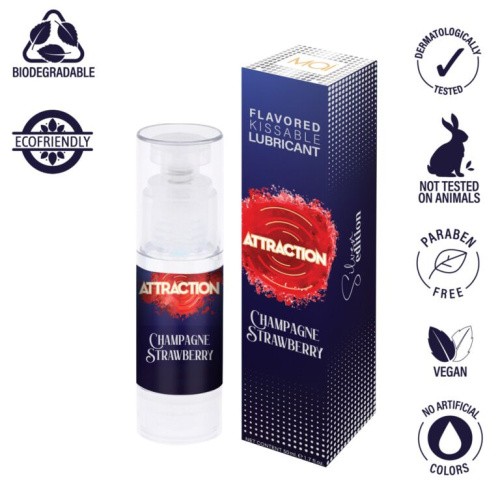 Mai Attraction Champagne Strawberry - Оральная смазка на водной основе, 50 мл (клубника с шампанским)