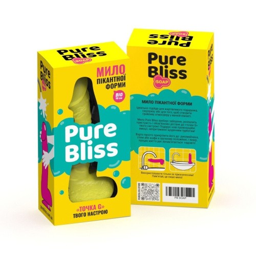 Pure Bliss Big - Крафтовое мыло-член с присоской, 18х4.2 см (жёлтый)