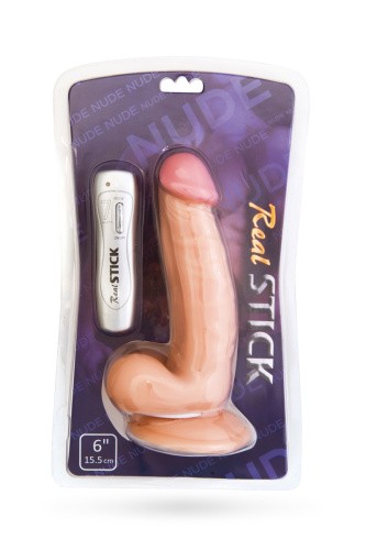 Toyfa Realstick Nude  - Реалистичный вибратор с выносным пультом на проводе, 20х4.5 см