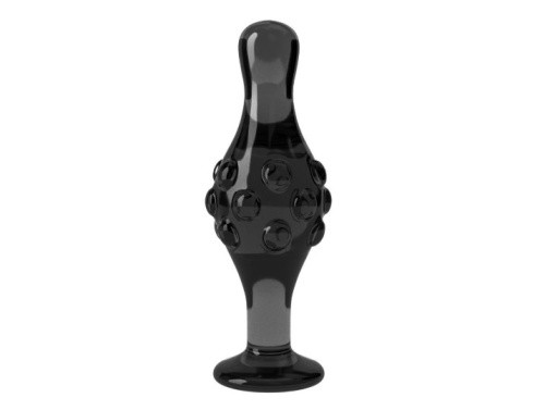 LoveToy 4.5" Glass Romance Dildo Black - Маленький стеклянный фаллоимитатор, 11.3х3.7 см (чёрный)