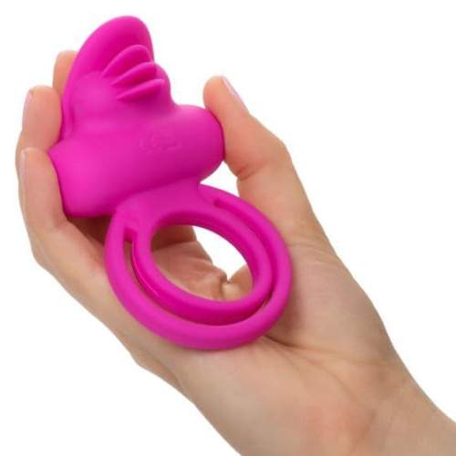 CalExotics Dual Clit Flicker Enhancer - двойное виброкольцо, 6х3.7 см (розовый)