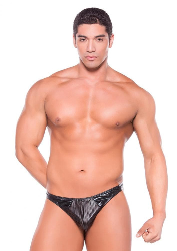 Allure Wetlook Thong Black - Мужские стринги, S-L (чёрный)