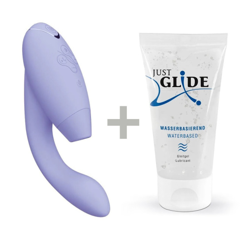Womanizer Duo 2 + Лубрикант 50 мл  - Вибратор с вакуумным стимулятором, 20.3х3.5 см (сиреневый)
