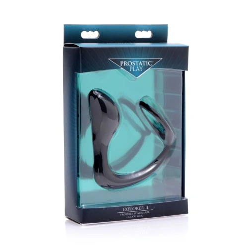 Prostatic Play Explorer II Prostate Stimulator And Cock Ring - Стимулятор простати, 8,8х3,1 см (черный)