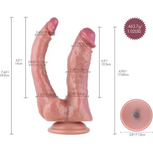 Двойной фаллоимитатор для секс-машин Hismith Double Penetrator, 7.46″, KlicLok