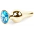 Boss Jewellery Gold Butt Plug Light Blue - Анальна пробка з кристалом, 9,5х3 см (голубой)
