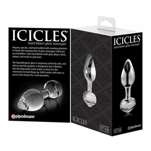 Pipedream Icicles No.44 - стеклянная анальная пробка, 6,5х2,5 см (прозрачный)