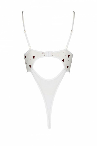 Passion Lovelia Body - соблазнительное боди с сердечками, XXL/XXXL (белый)