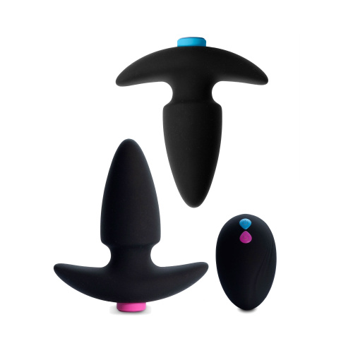 FeelzToys FunkyButts Remote Controlled Butt Plug - сет анальных пробок с вибрацией и дистанционным управлением, 12,5х3,7 см