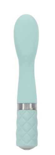 Pillow Talk - Sassy Teal - Роскошный вибратор  с кристаллом Сваровски для точки G,12.8х3.8 см. (голубой)