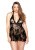 Кружевной пеньюар с открытой спиной и стринги Fantasy Lingerie, XL/ХХL (черный) Кружевной пеньюар с открытой спиной и стринги Fantasy Lingerie, XL/ХХL (черный)