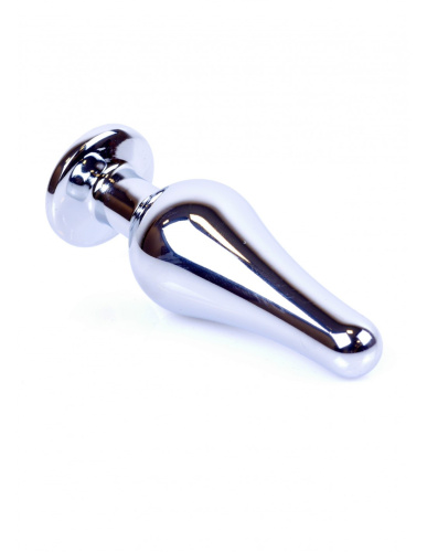 Boss Jewellery Silver Butt Plug Pink - Анальная пробка с кристаллом, 9,3х3 см (розовый)