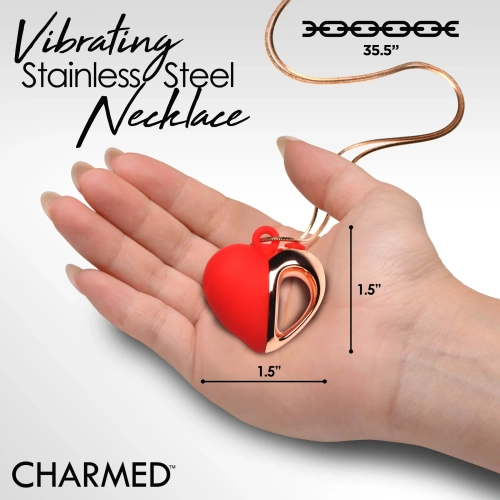 Charmed Vibrating Silicone Heart Necklace - ожерелье с подвеской вибратором, 90 см (красный)