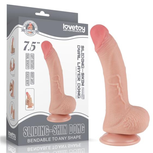 Реалистичный фаллоимитатор LoveToy Sliding-Skin Dual Layer Dong 7.5", 19,5 см 