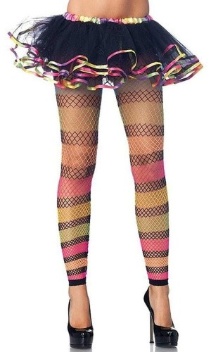 Leg Avenue Rainbow Fishnet Footless Tights - Разноцветные лосины в сеточку, S-L