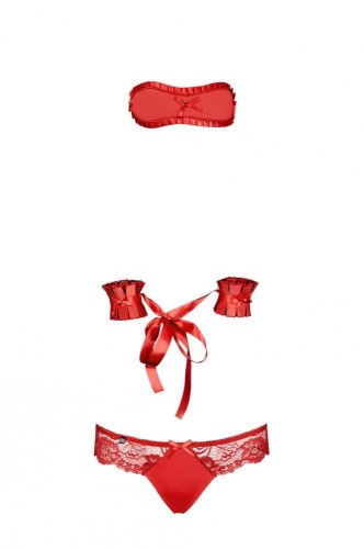 Obsessive Secred set - еротичний комплект трусики, наручники та пов'язка на очі, L/XL (червоний) - купити в Києві, Україні