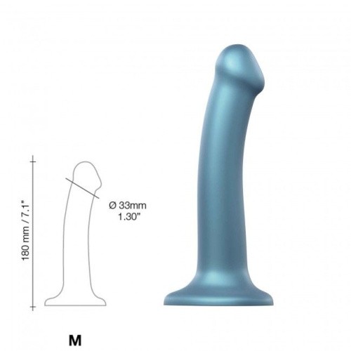Strap-On-Me Mono Density Dildo, M - Насадка для страпону гнучка, 18х3.3 см., (блакитна) - купити в Києві, Україні