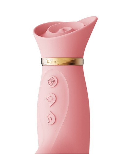 Zalo Rose Rabbit Thruster Strawberry Pink - Потужний пульсатор з ніжним дизайном, 25х3.6 см (рожевий) - купити в Києві, Україні