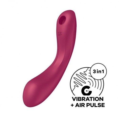 Satisfyer Curvy Trinity 1 - Вакуумный стимулятор + вибратор точки G, 17.5х3.9 см (красный)