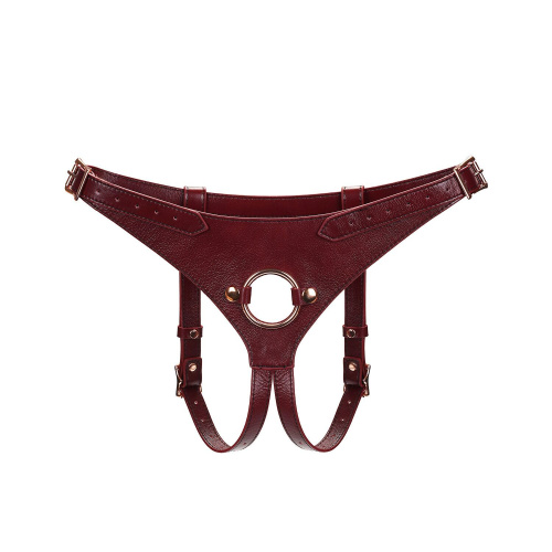 Шкіряні трусики для страпона Liebe Seele Wine Red Strap on Harness, універсальний розмір - купити в Україні | Секс шоп SEX-SHOP.ua