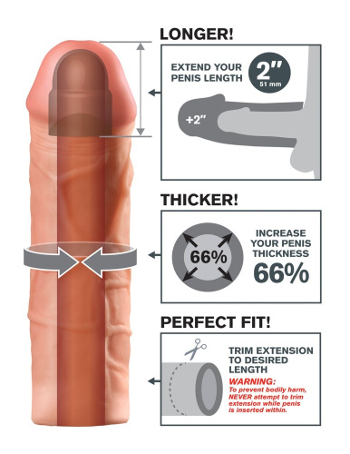 Pipedream Mega Extension Flesh - Насадка-подовжувач для пеніса, + 5.1 см - купити в Києві, Україні