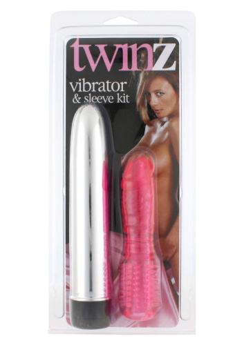 Seven Creations Twinz - Вибратор с насадкой, 16х3 см