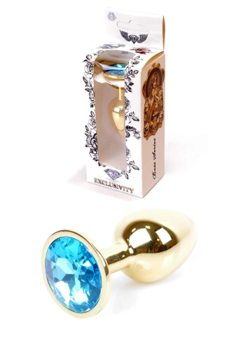 Металлическая анальная пробка с кристаллом Boss Jewellery Gold Plug Light