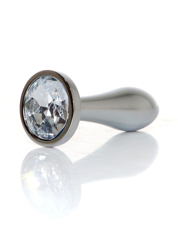Анальная пробка с кристаллом B-Series Jewellery Silver Plug Clear, S