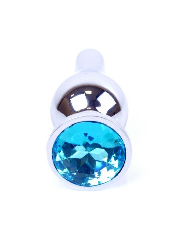 Boss Jewellery Silver Butt Plug Light Blue - Анальная пробка с кристаллом, 9,3х3 см (голубой)