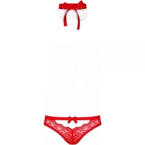 Obsessive 822-SEA-3 set - кружевной эротический комплект трусики и маска на глаза, L/XL (красный)