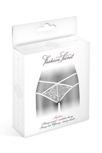 Fashion Secret Mylene White - трусики-стринги с двойной линией бедра, S-L (белые)