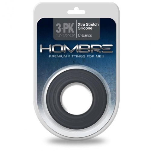Эрекционные кольца Topco Hombre Xtra Stretch Silicone C-Bands 3-Pack (черный)