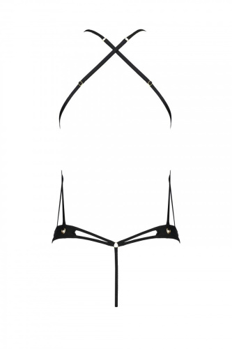 Passion Tamaris Body - Боди из эко-кожи с ремешками и перфорацией, S/M (чёрный)