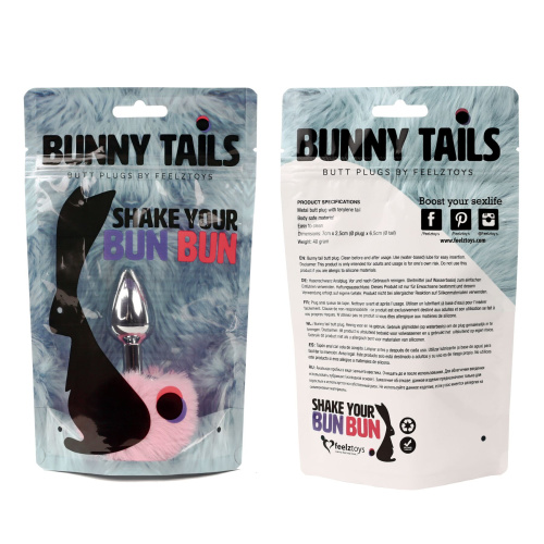FeelzToys - Bunny Tails Butt Plug - Анальная пробка с пушистым хвостиком, 7х2.5 см (розовая)