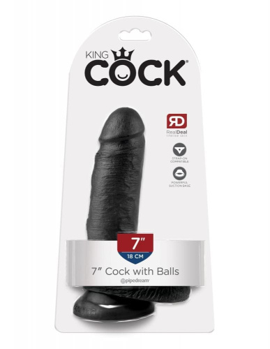 Pipedream King Cock 7 - Фаллоимитатор на присоске, 14х4.5 см (чёрный)