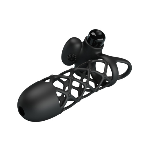 Pretty Love Vibro Penis Sleeve Black I - Насадка на член, 13.5х3.6 см - купити в Києві, Україні