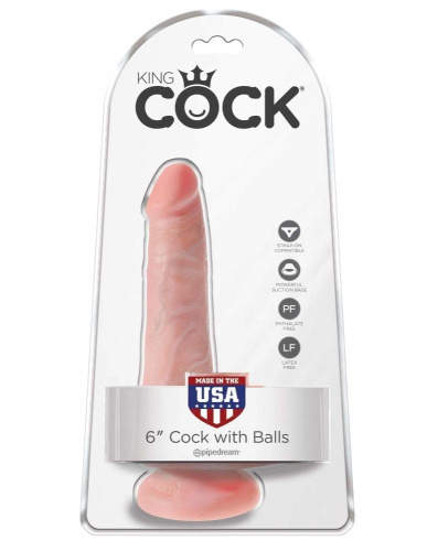 Pipedream King Cock 6 Cock With Balls - Фаллоимитатор 15.2х3.8 см (телесный)