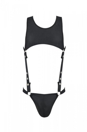 Passion - 056 BODY ADAM black - Сексуальний чоловічий боді, L/XL - купити в Києві, Україні