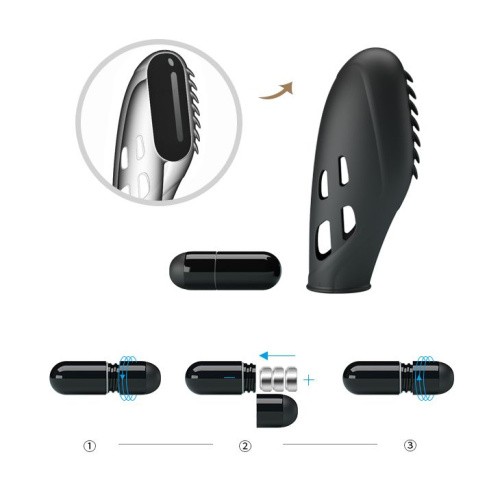 Pretty Love Gilo Finger Vibrator Black - Насадка на палец, 7.8х2.8см (чёрный)