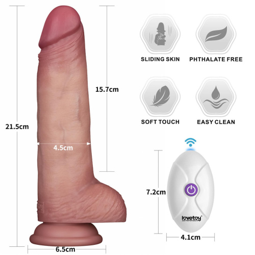 Реалистичный вибратор LoveToy Vibrating Sliding Skin Pro II, 21,5 см