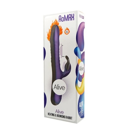 Alive RoMAX Purple - Вібратор кролик з підігрівом та ротацією, 24.4х4 см (фіолетовий) - купити в Києві, Україні