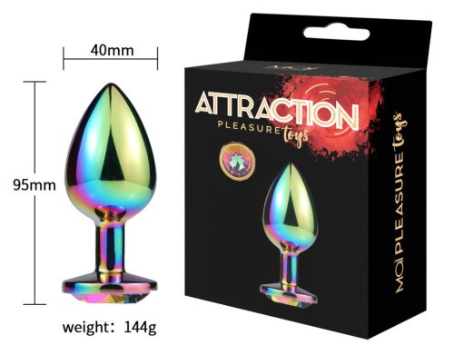 MAI Attraction Toys №74 Rainbow - Металлическая анальная пробка, 9.3х4 см