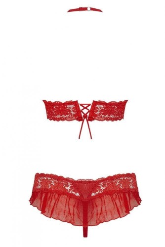 Obsessive 863-SET-3 set - эротический комплект с оборками, L/XL (красный)