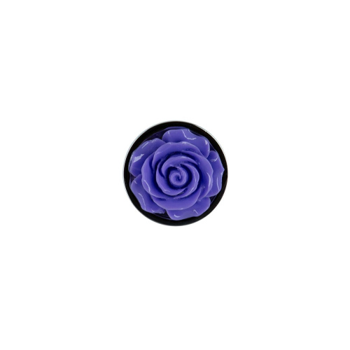 Lux Active Rose Anal Plug Purple - металлическая анальная пробка, 7.6х2.8 см (фиолетовый)