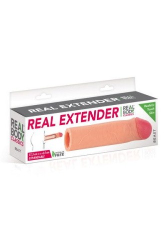 Real Body Real Extender Beast - насадка на член с приоткрытой головкой, +4 см