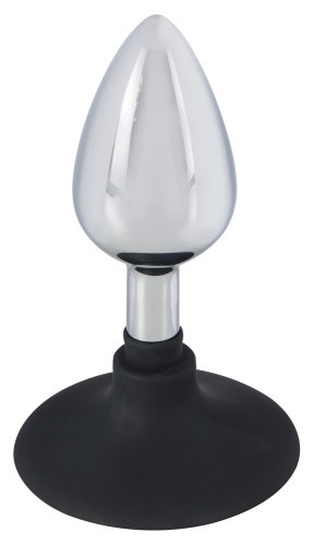 Orion Metal Plug with Suchtion Cup - Анальная пробка, 10,2х3,4 см (серебристый)