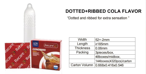 Recare Cola Dotted&Ribbed Condoms 3 шт, с пупырышками и ребрами