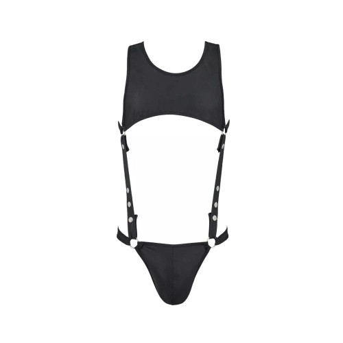 Passion - 056 BODY ADAM black - Сексуальный мужской боди, XXL/XXXL